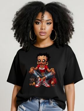 Betty Boop  Graphic Womens Black Tee